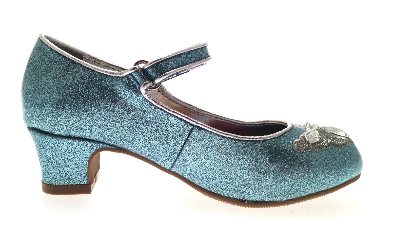 Kids Girls Disney Frozen Dress Up Shoes Glitter Princess Low Heels Size